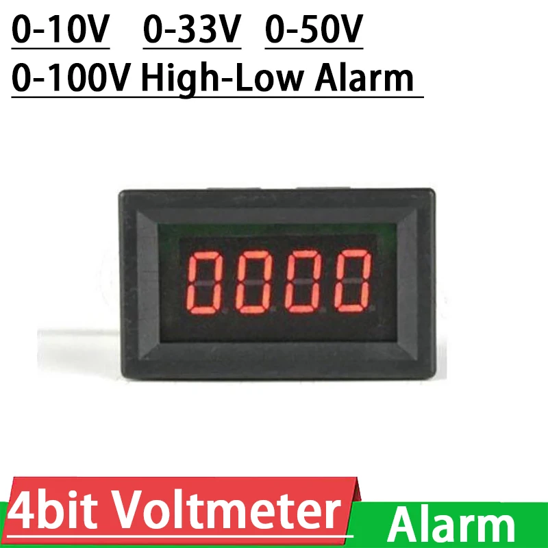 Voltímetro Digital LED DC 9.999V 10V 30V 50V 100V alarma de alto-bajo voltaje voltímetro probador W zumbador 5V 12V monitor de batería