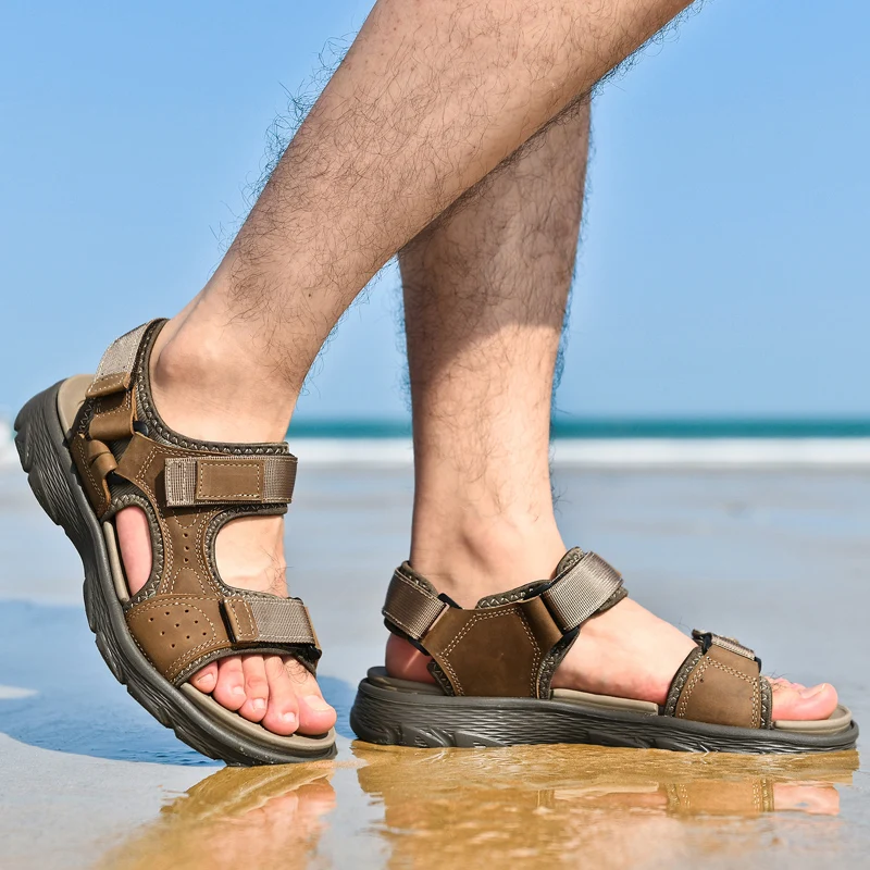 

Summer Men's Sandals Breathable Genuine Leather Shoes Outdoor Wading Mens Beach Sandals Men Gladiator Sandals Zapatos De Hombre