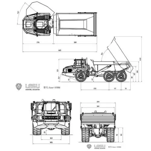 

LESU RC 1/16 Scale Metal Hydraulic Articulated Truck AT60H 6x6 Pump ESC Valve Cylinder