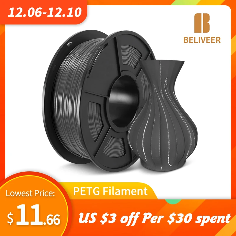 PETG 3D Filament 1.75MM 1KG Children Creative Model Material For All Printer&amp3D Pen Tolerance +/-0.02MM Bright Color BELIVEER |