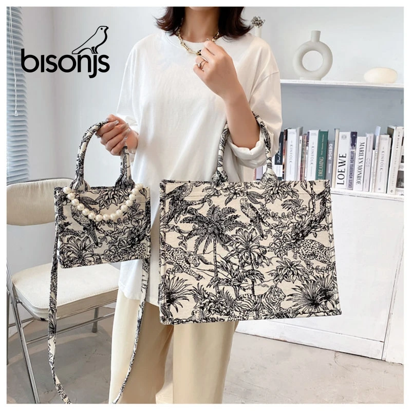 Вместительные женские сумки BISONJS 2021 через плечо сумка для покупок с принтом