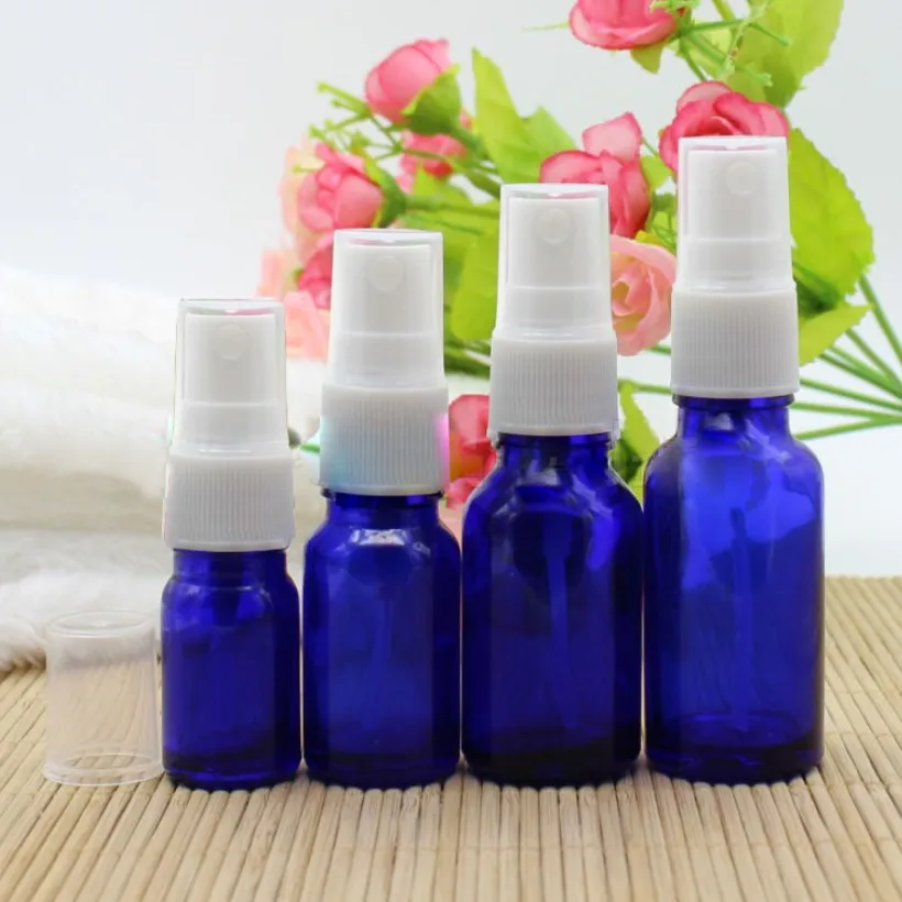 

5ml,10ml,15ml,20ml Empty Glass Spray Bottle,Blue perfume bottles White Sprayer Atomizer Vials Cosmetic packing container