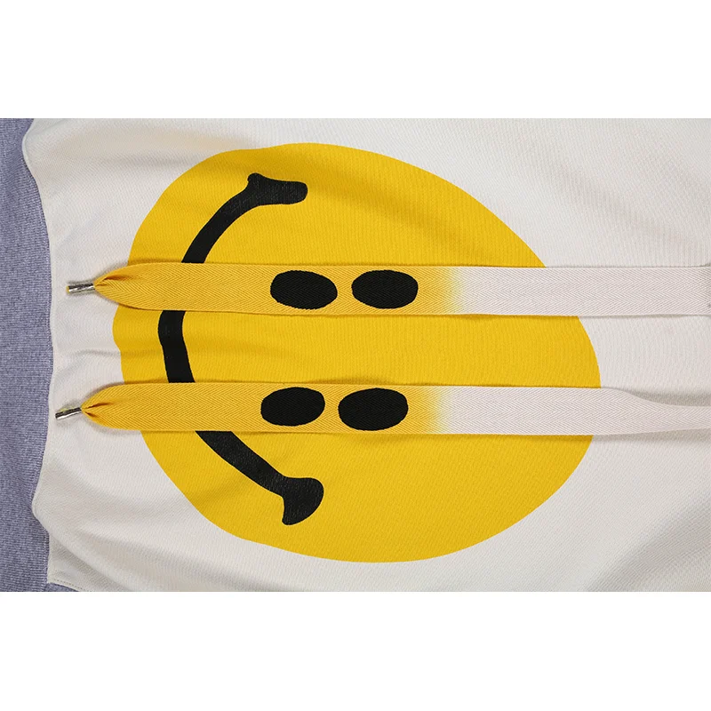 

Hip Hop Hoodie Streetwear Oversized Smiley Print Sweatshirt Fall/Winter 2021 Cotton Fashion Loose Pullover White Hooded Top