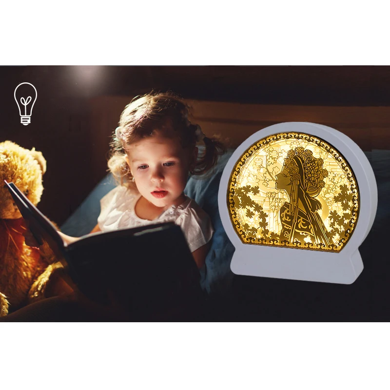 

3D Paper Carving Night Light Shadow Box Paper Sculptures Frame Table Lamps Decorative Mood Light Desktop Lamp BV789