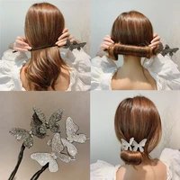 diy hair style hair device braided hair artifact lazy curly hair stick butterfly hairpin flower bud bair ornament headdress cute