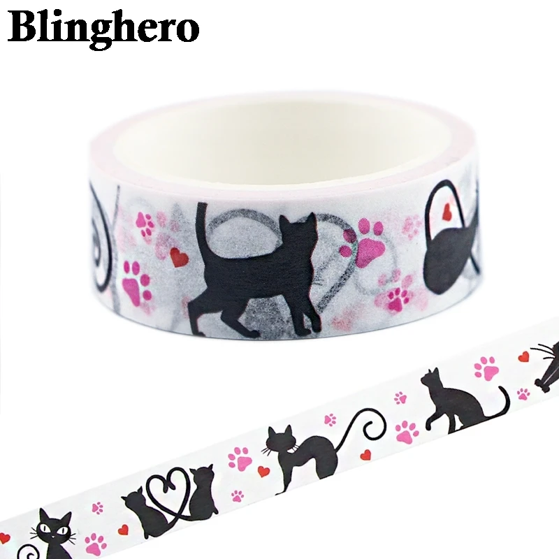CA600 1 5 см x м милый кот Kawaii набор декоративного скотча васи японская бумага