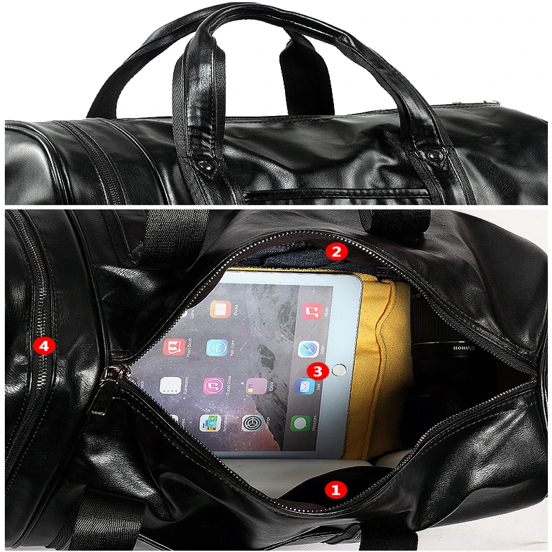 Спортивные сумки кожаный спортивный рюкзак мужской черный большой ПУ