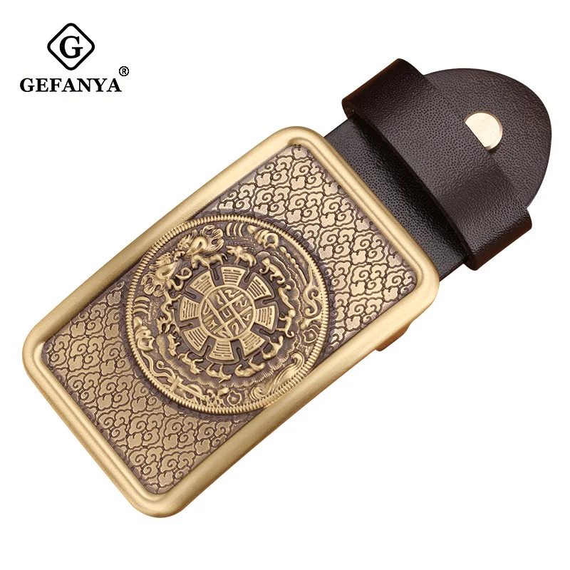 Мужской ковбойский ремень с пряжкой из твердой меди и латуни не вызывает