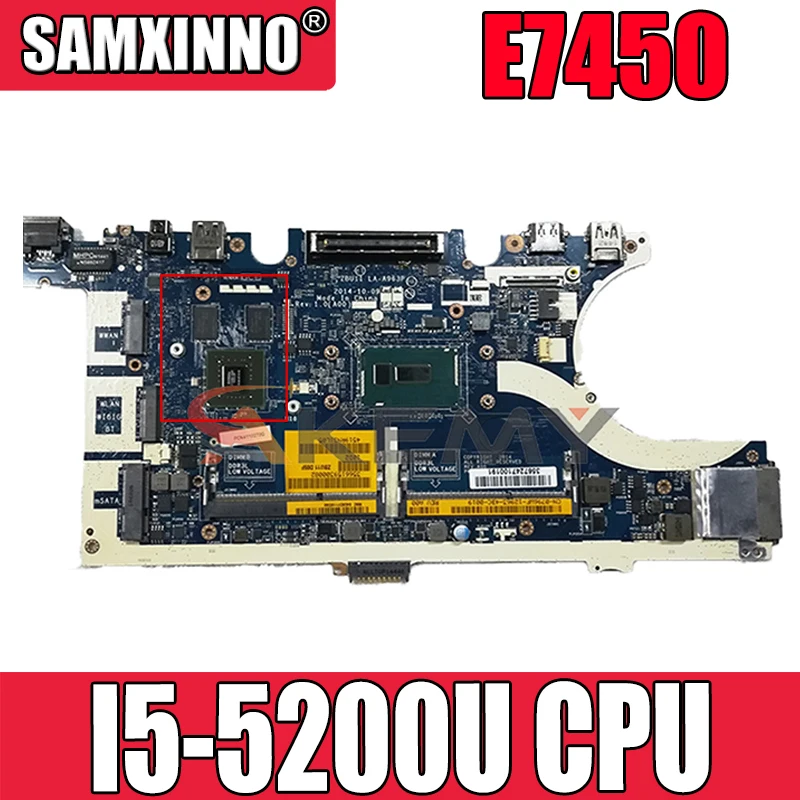 

Original Laptop motherboard For DELL Latitude E7450 i5-5200U Mainboard CN-0796WF 0796WF LA-A963P SR23Y N15S-GT-S-A1 DDR3