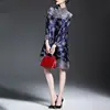 Women Dress Retro Pleated Dress 2023 Autumn New High Neck Print Middle-aged Mother Loose  MM Women's Clothing 2