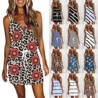 european and american hot style womens 2021 summer new suspender skirt dress fashion leopard print one piece dress