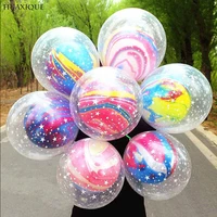 10pcs 12inch double layer agate balloons wedding birthday party decor transparent latex balloon baby shower kids party supply