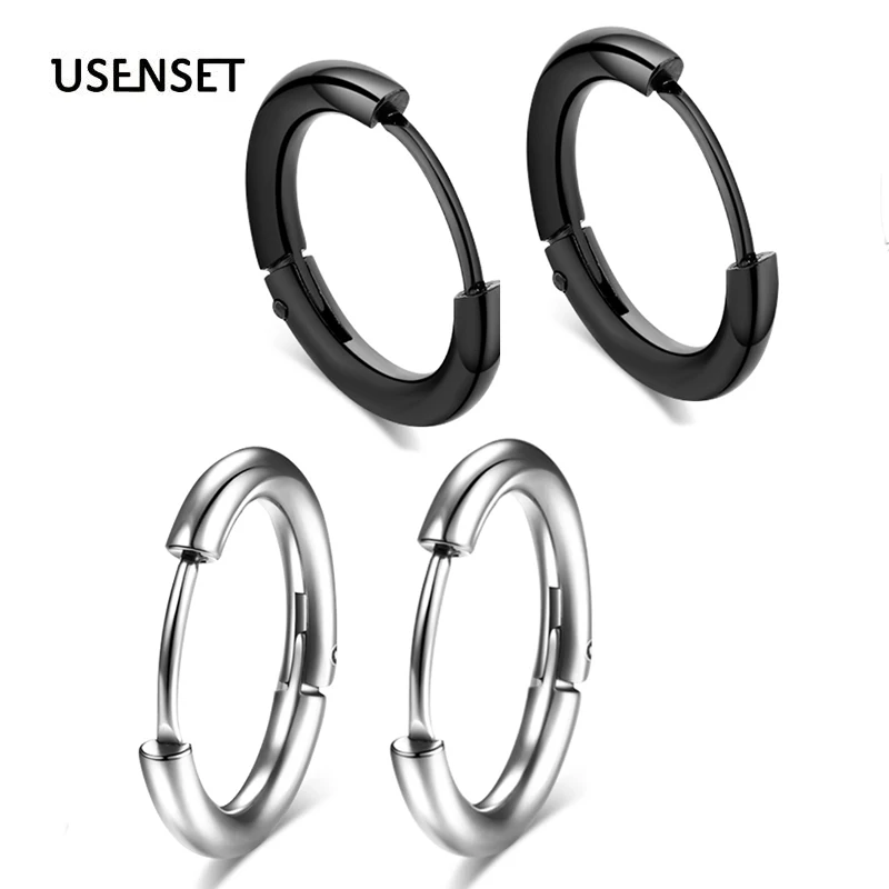 

Titanium Steel Earrings Round Male Jewelry Accessories Hipster Rock Style Punk Circle Earrings Men 02Q43