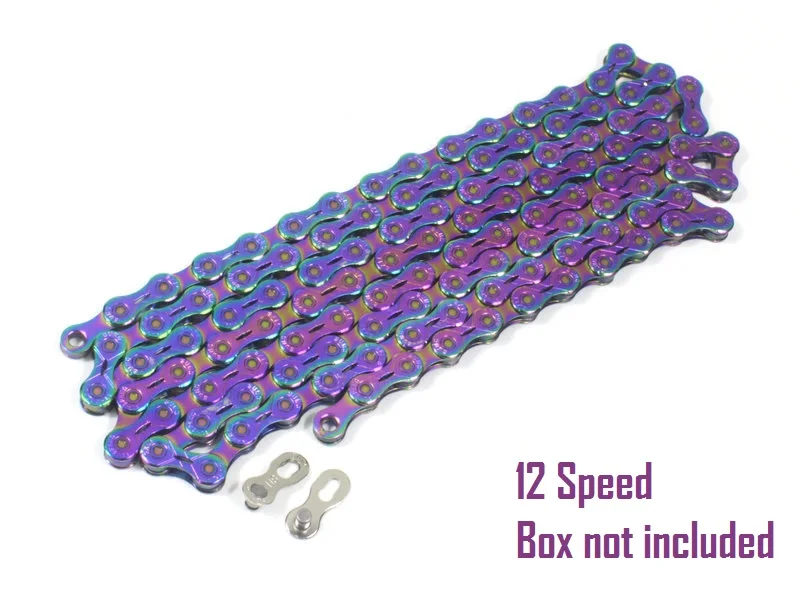 12S Box Not included SUMC велосипедной цепи яркий велосипедный цепной 10/11/12 Скорость Сверхлегкий полу-дутая цепочка цепь цветов радуги w/Волшебный карабин - Цвет: 12S Box Not included