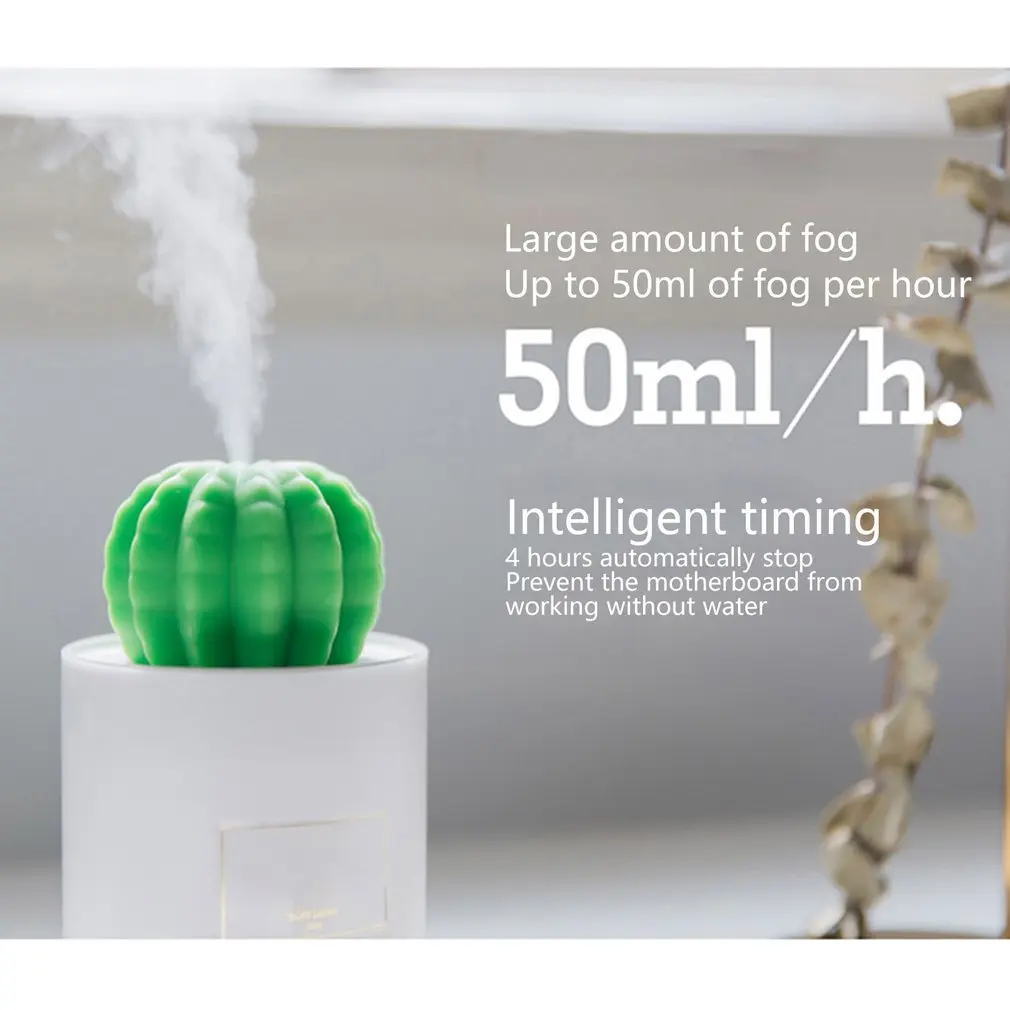 

USB Cactus Ball Air Humidifier with LED Light Household Atomizer Diffuser Aroma Diffusor Anion Mist Maker Fogger