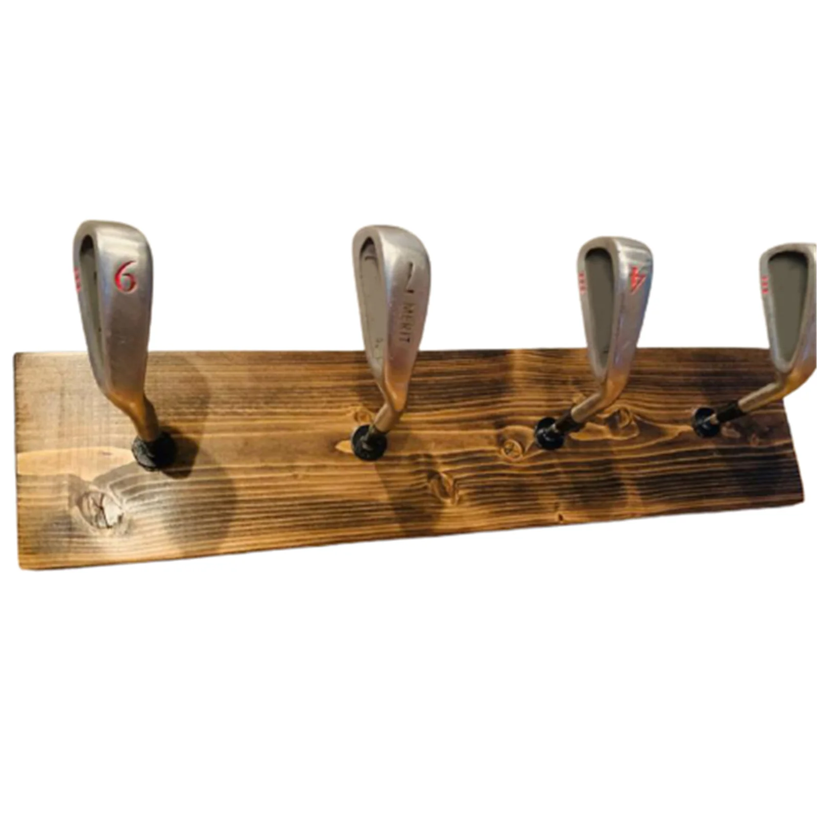 

Golf Iron Hat Rack with 4 Hooks Wooden Resin Wall Mounted Hanging Rack Household Decoration XKW