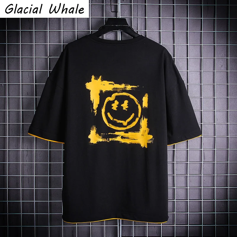 

GlacialWhale Men's T-shirt Men Tops Summer Graphic T-shirts Streetwear Harajuku Unisex Casual Black Oversized T Shirt For Mens