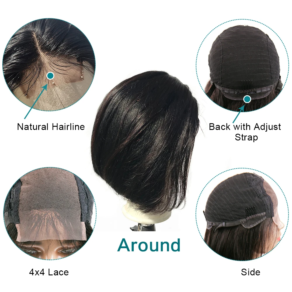 Harga Yavida India Tulang Lurus Rambut Manusia Wig Untuk WANITA 10