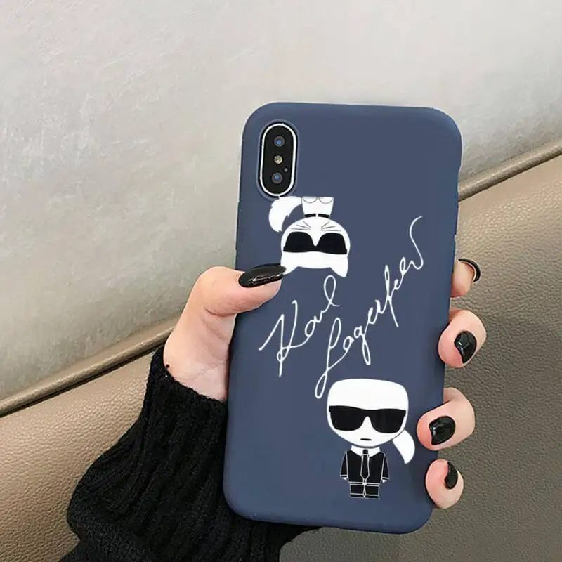 

Cartoon Letters Lagerfeld Brand Designer KARLs s For Iphone 6 6s 7 8 Plus XR X XS XSmax 11 12 Pro Mini Max Candy Blue