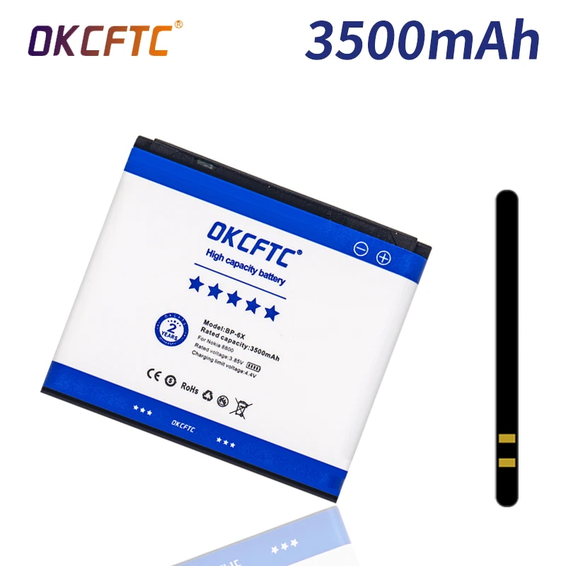 

OKCFTC 3500mAh BP-6X Li-ion Phone Battery for Nokia 8800 8860 8800 Sirocco N73i