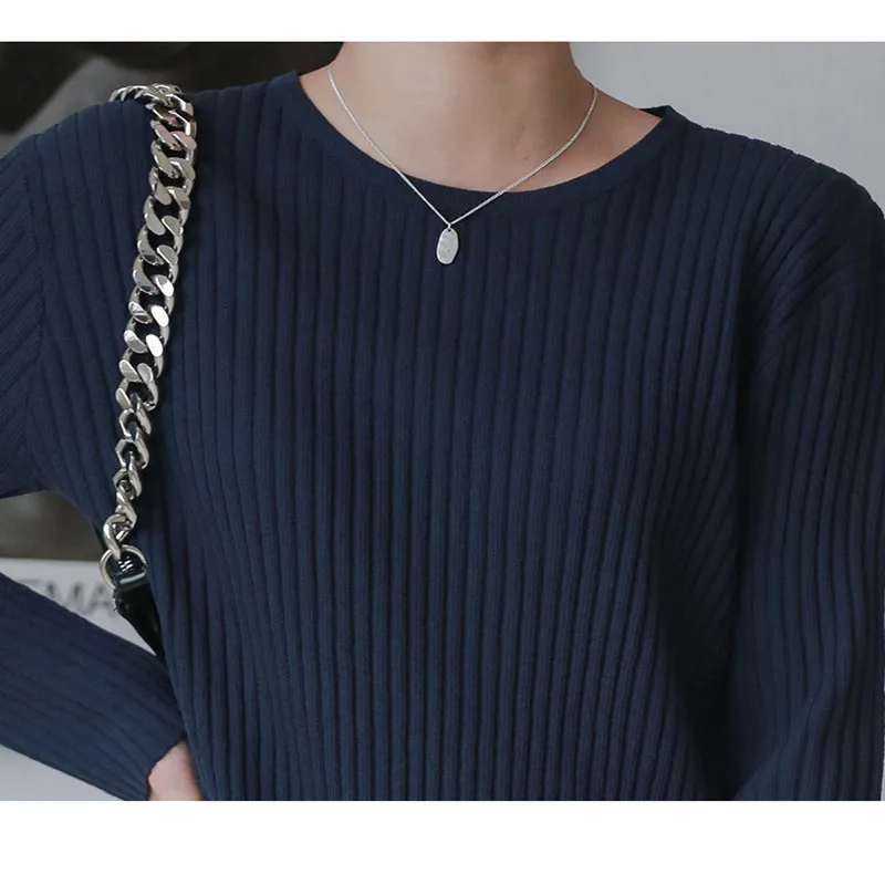 

Spring and Autumn 2020 New Fashion Simple Solid Color Knitted Dress Medium Length Round Neck Slim Base Knee Length Dress Female