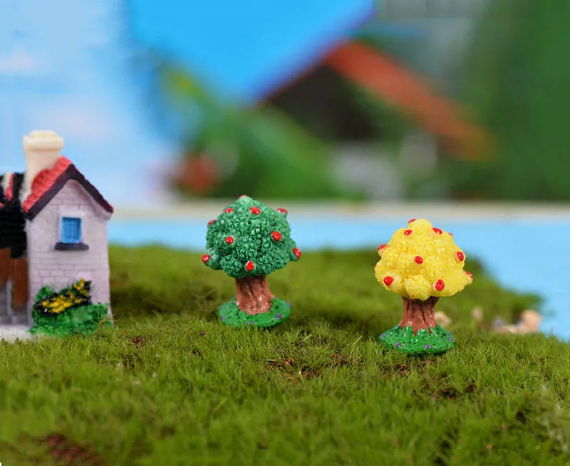 Полимерные модели деревьев Apple Мультяшные Аниме фигурки мох микро ландшафтное