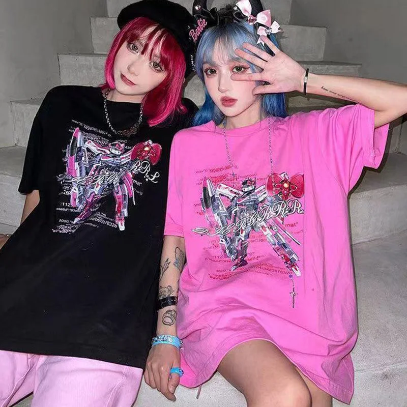 Y2K 2021 летние женские футболки Эстетическая Свободная Женская футболка панк