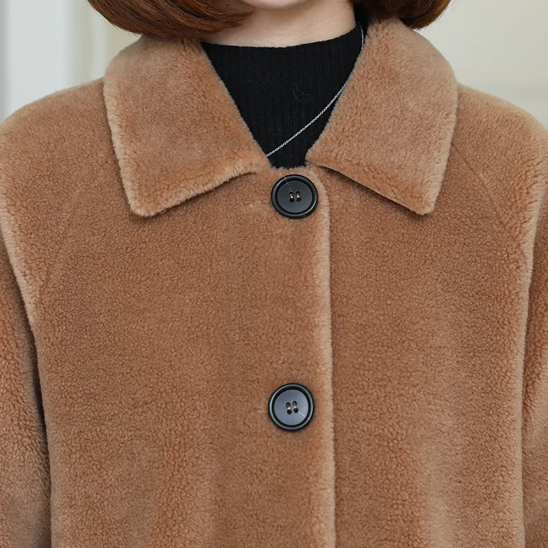 New 100% real Merino sheep wool suede fur coat 2019 women's winter clothing long outerwear jacket coats | Женская одежда