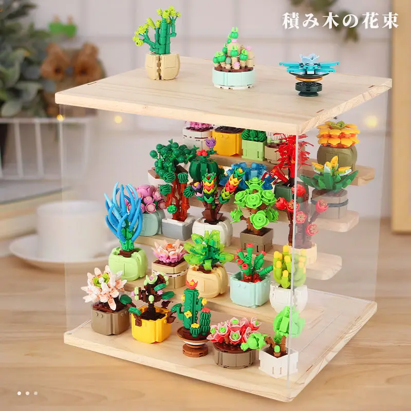 Diy Building Block Flower Succulents Plant Children Assemble Small Brick Gifts Kids Toy For Boys Girls