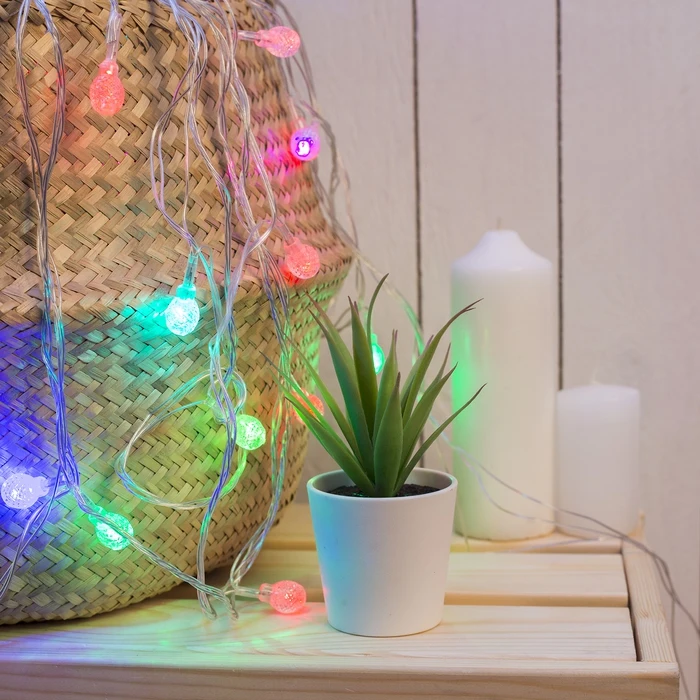 УЦЕНКА НИТЬ 5 м с насад. “Мини фонарик” Н.С. LED 20 220V моргает МУЛЬТИ