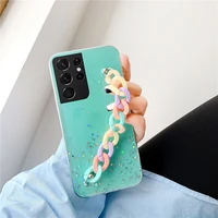 luxury bling glitter wristband silicone phone case for samsung galaxy s22 s21 s20 fe s10 s9 note 20 10 9 plus ultra thin cover