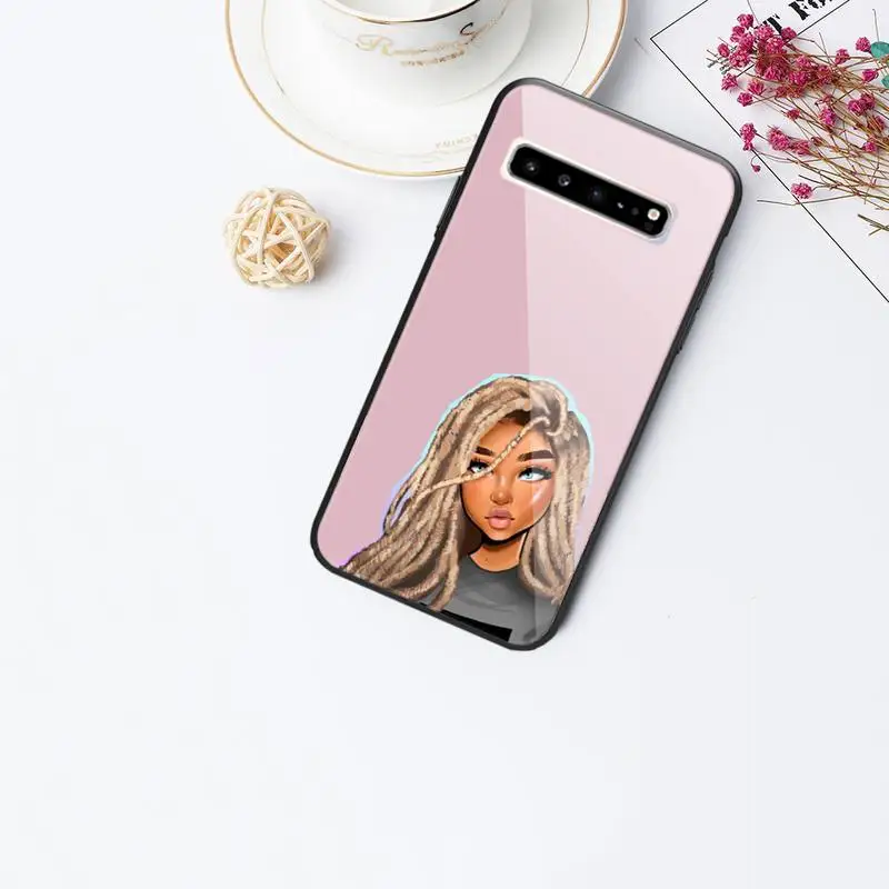 

Pretty African Girl Glass Phone Case for Samsung Galaxy S20 Ultra S10 S9 S8 S7 Plus Edge S10 E lite Note 8 9 10 Pro Cover