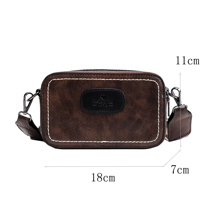 

Vintage Printing Wide Strap Crossbody Bags Women Designer Luxury Pu Leather Lady Shoulder Messenger Bag Small Flap Square Female