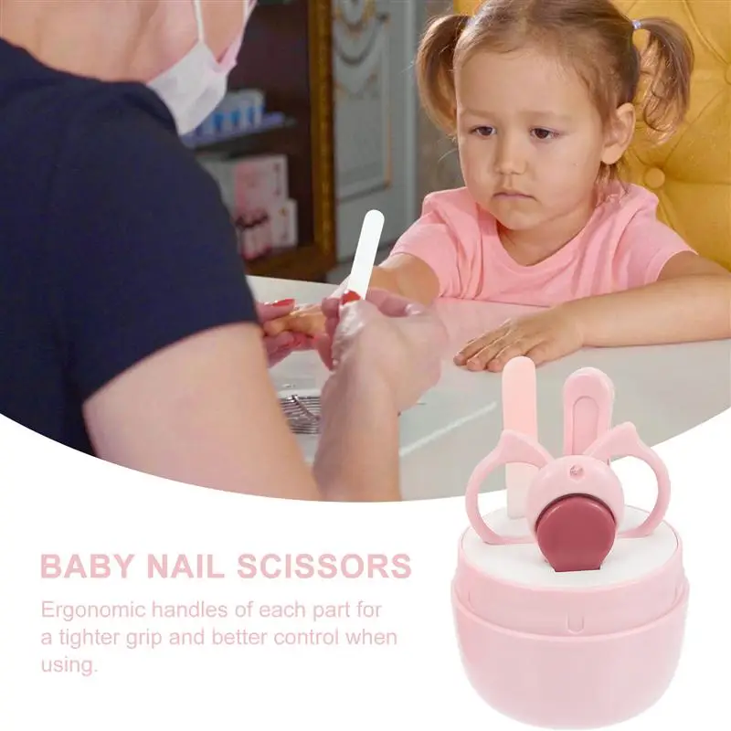 

4pcs Infant Nail Trimmer Kit Nail File Clippers Tweezers and Scissors with Box