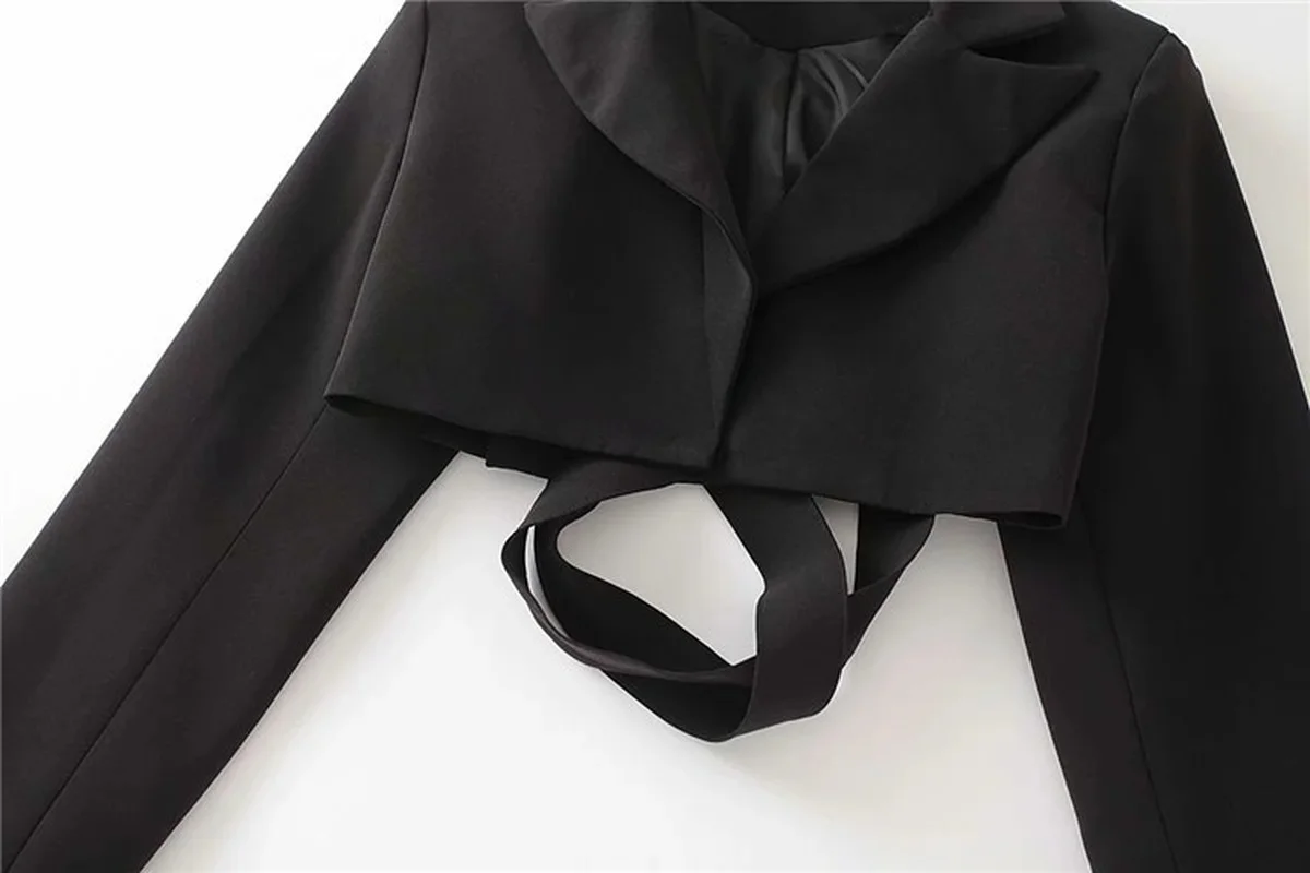 

Sexy Bandage Short Blazer Women Y2k Solid Color Single Breasted Casual Blazer Cool Girl Simple All Match Suit Fashion Streetwear