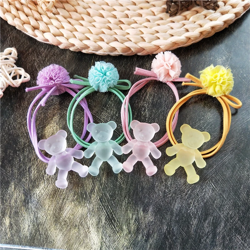 

1PCS New Cartoon Cute Transparent Bear Princess Headwear Children Ropes Kids Elastic Hair Bands Baby Headdress Girls Accessories