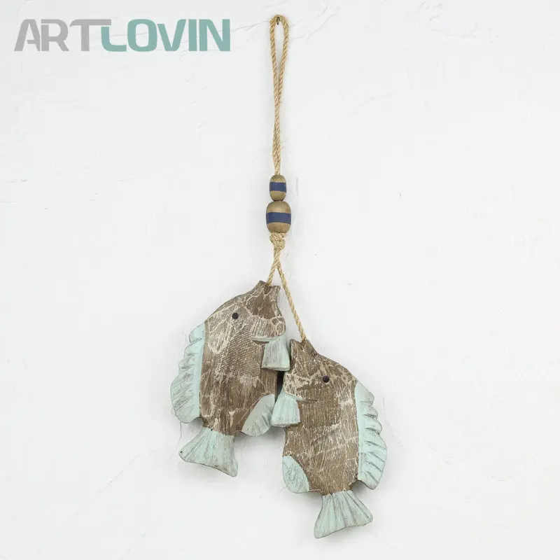 Искусственные деревянные подвесные украшения в виде рыбы настенные реквизиты