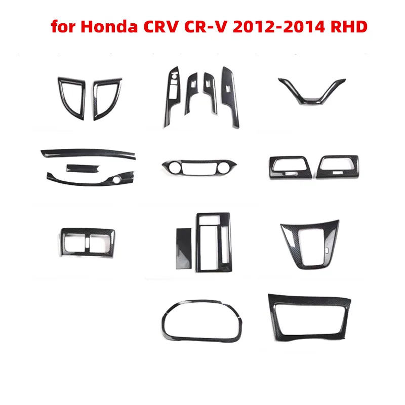 

For Honda CRV 2012 2013 2014 RHD Accessories Car Stickers Imitation Carbon Fiber Outlet Steering Whee Air Center Console Panel