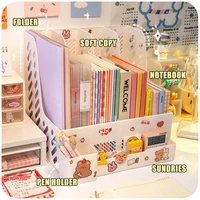 file tray rack desk book stand office desk storage box bookends tableware bookshelf stationery organizer with sticker gift