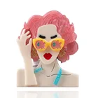 Креативные Модные Акриловые розовые женские броши для волос Заколки для женщин очки фигурка брошь значок на лацкан Платье Ювелирные изделия Подарки Вечерние