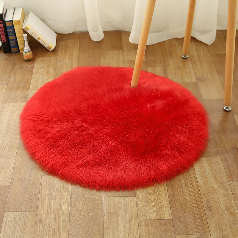 Круглый Пушистый Ковер мягкие коврики из искусственной овчины меховые Коврики