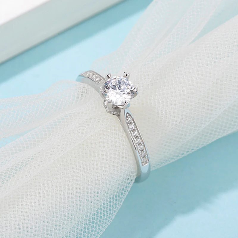 Moissanite Ring 0.5ct 5.0mm Round Cut VVS1 D Color Lab Diamond 925 Silver Jewelry Fashion Love Token Woman Girlfriend Gift | Украшения и