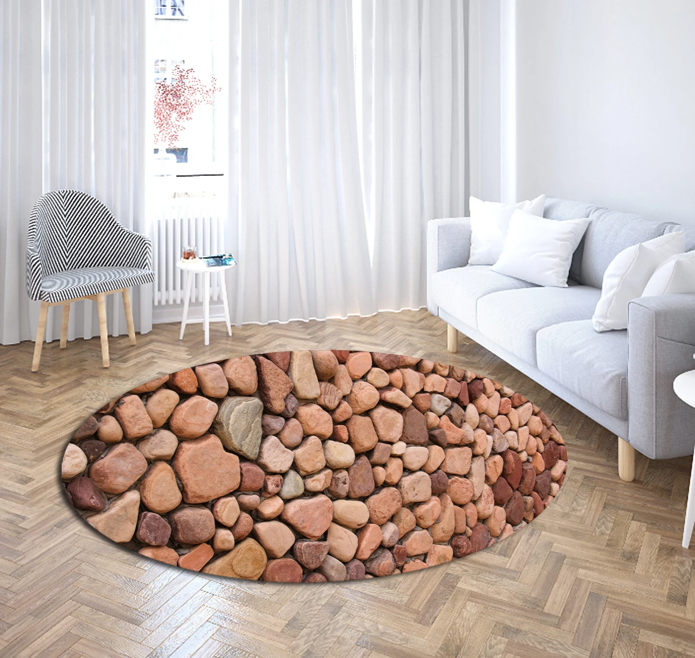 Пляжные коврики из полиэстера с принтом камней круглые для гостиной спальни