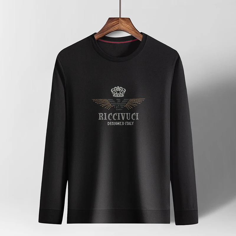 Мужской свитер с длинными рукавами Повседневная футболка круглым вырезом и