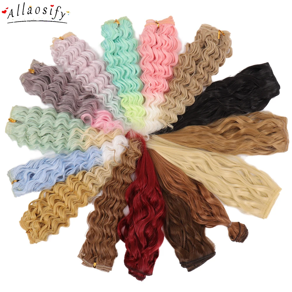 

Allaosify Curly Synthetic Gradient Color 25cm*100cm BJD DIY Doll Wigs