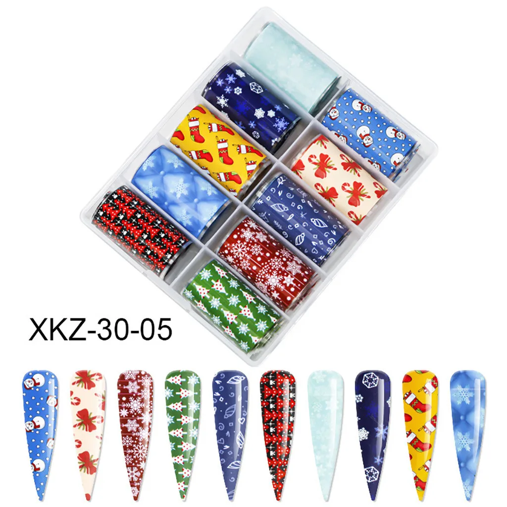 Рождественская наклейка для дизайна ногтей рождественская елка Санта Клаус лось