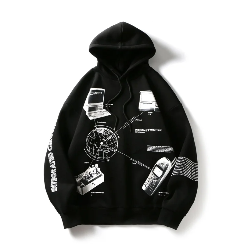 

Harajuku earth printed street style oversize loose fitting men's fashion