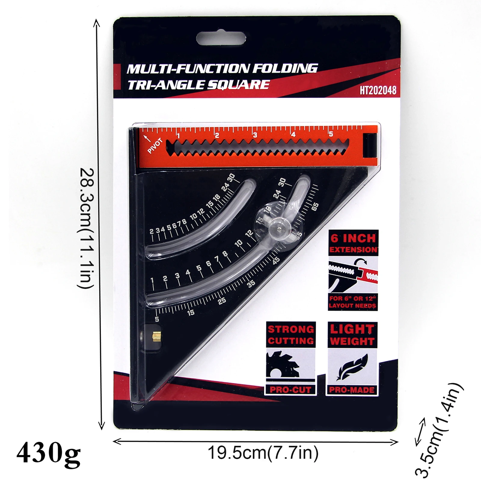 

Woodworking Tool Triangle Plate Goniometer Positioning Angle Folding Magnet Fixed 2-in-1 Extendable Layout Adjustable Ruler