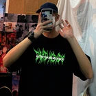 Футболка мужская в стиле Харадзюку, модная уличная одежда с принтом букв, Повседневная Свободная винтажная рубашка в стиле панк, Топ унисекс, на лето