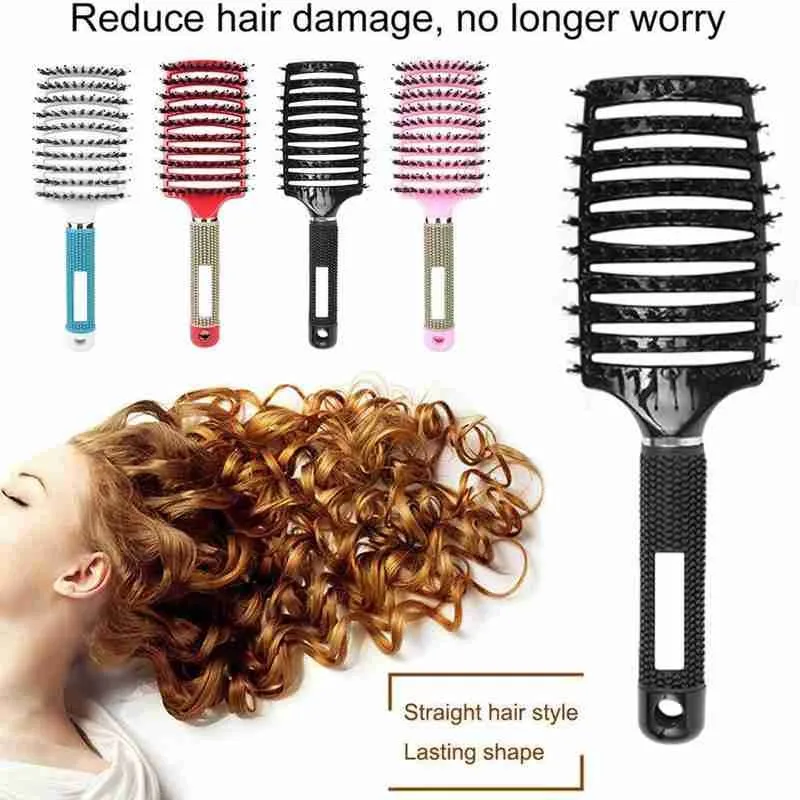 

Professional Bristle Nylon Hair Massage Comb Hairbrush Hair Scalp Massage Comb Brush Tool Brush For Hairdressing Salon